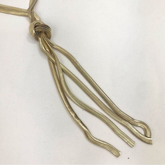 Express Gold Multi Strand Low Knot Flexible Ribbed Contemporary Necklace NEW - Picture 10 of 14